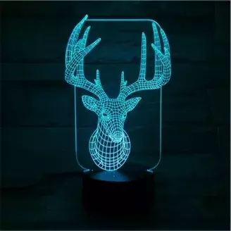 3D LED lámpa - Szarvas fej