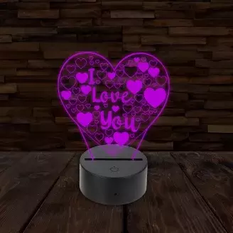 3D LED lámpa - I Love You