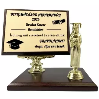 Asztali fa plakett - Diplomaosztóra - Lányoknak