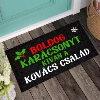 Limitált karácsonyi egyedi családneves lábtörlő