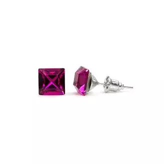 Swanis négyzet bedugós fülbevaló - 6 mm - Fuschia