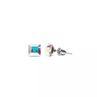Swanis négyzet bedugós fülbevaló - 6 mm - Crystal AB (színváltó)