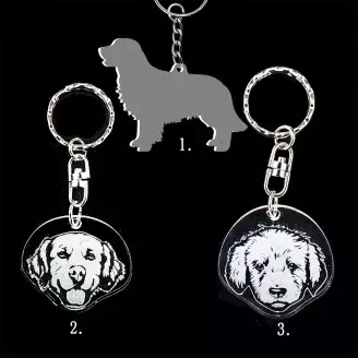 Plexi kulcstartó - Golden Retriver kutya alak