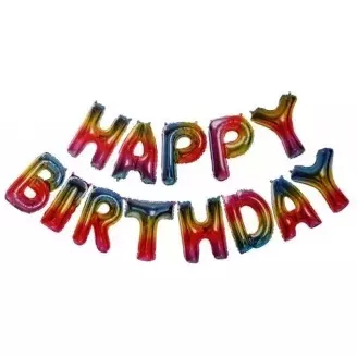 Happy Birthday betű fólia lufi - Szivárvány