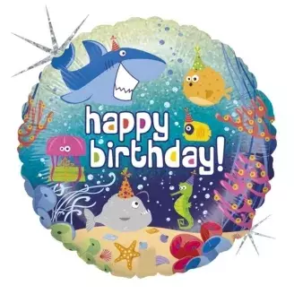 Happy Birthday - Tengeri világ fólia lufi