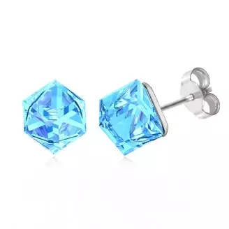 Swanis kocka bedugós fülbevaló - 6,2 mm - Aquamarine