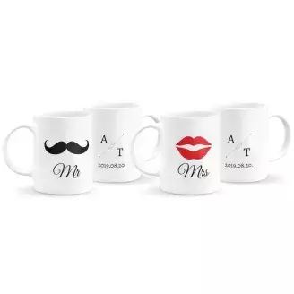 Mr és Mrs páros bögre dátummal