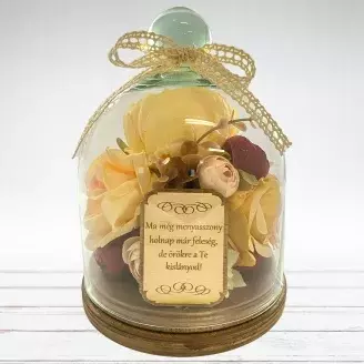 Selyemvirág üveg búrában - Vintage