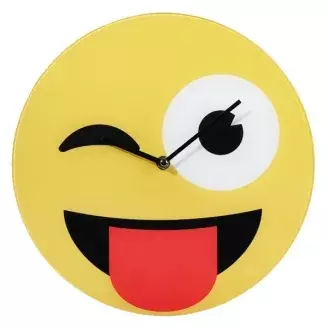 Smiley üveg falióra - kacsintós