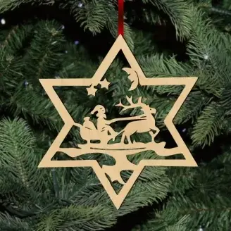 Fa karácsonyfadísz – Mikulás szánon