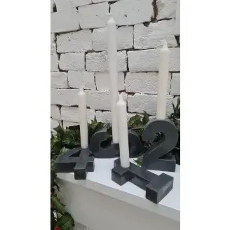 Beton adventi-koszorú-gyertyatartó-gyertyával