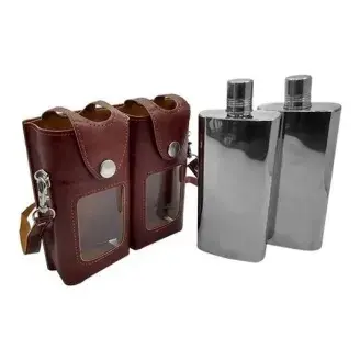 2db flaska bőr tokban 