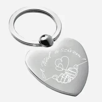 Gravírozott szív kulcstartó - Tiéd a szívem