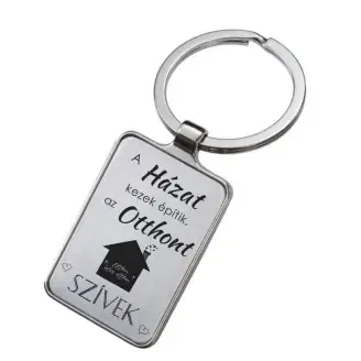 Gravírozott kulcstartó - A házat kezek építik