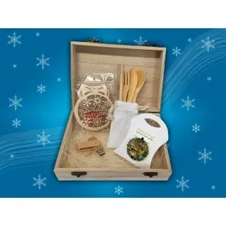 Ajándék csomag fa dobozban - bambuszos szett