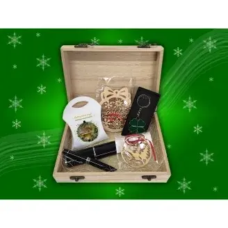 Ajándék csomag fa dobozban - Fém tollal