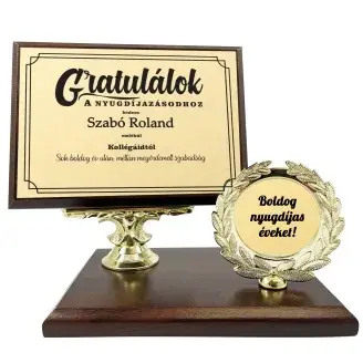 Asztali fa plakett - Nyugdíjba vonulásra