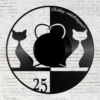 Bakelit óra - szerelmes cicák születésnapra 