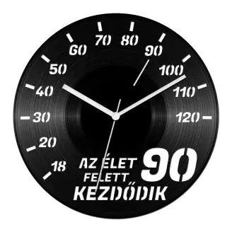 Autós szülinapi bakelit óra - 90 felett