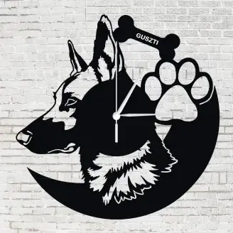 Németjuhász bakelit óra - egyedi névvel