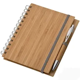 Bambusz borítós füzet + toll A5 