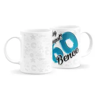 Férfi szülinapi bögre csillagos háttérrel (bármilyen névvel és számmal)