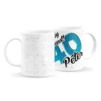 Férfi szülinapi bögre dinós háttérrel (bármilyen névvel és számmal)