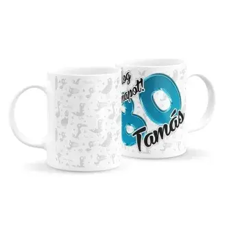 Férfi szülinapi bögre madaras háttérrel (bármilyen névvel és számmal)