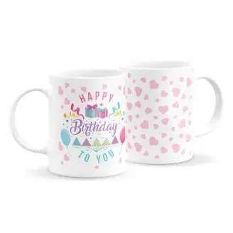 Pink szívecskés szülinapos bögre