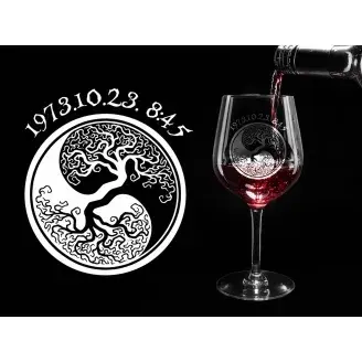 Boros pohár - életfa egyedi dátummal