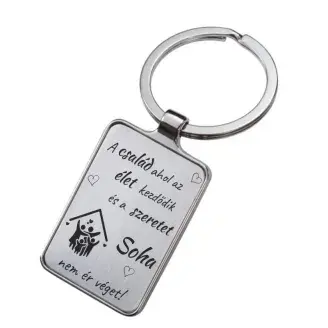Gravírozott kulcstartó - A család az ahol...