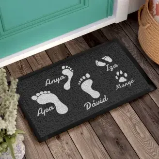 Lábtörlő - Család lábnyomok egyedi nevekkel