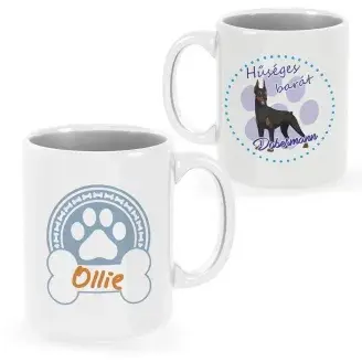 Dobermann bögre egyedi névvel