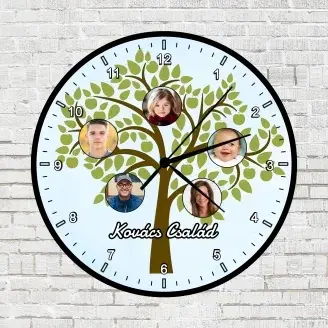 Családfa falióra - egyedi fényképekkel