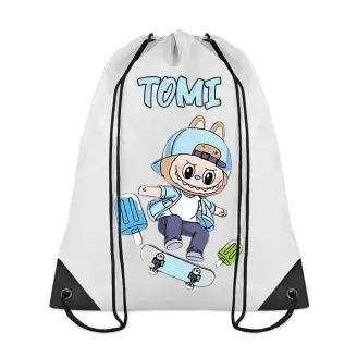 Tornazsák - deszkás Labubu- egyedi névvel