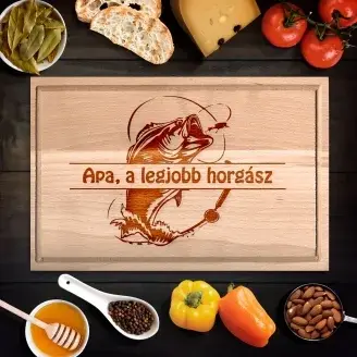 Legjobb horgász egyedi névvel vágódeszka - kicsi