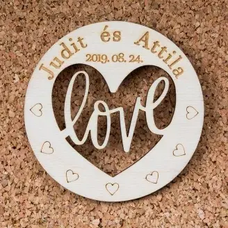 Esküvői köszönőajándék, poháralátét - Love