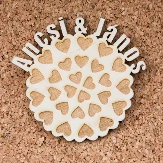 Esküvői köszönőajándék, poháralátét - Szívek