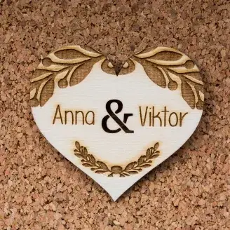Esküvői köszönőajándék - Szív babér mintával