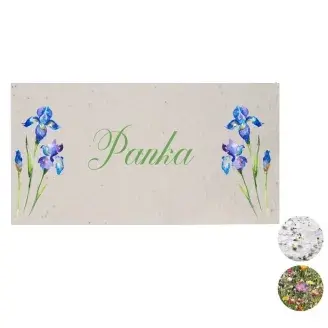 Esküvői ültetőkártya magpapírból - Írisz