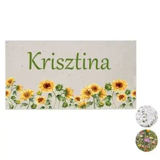 Esküvői ültetőkártya magpapírból - Napraforgó