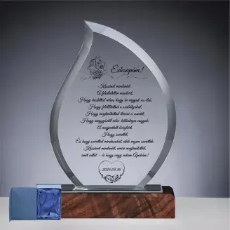 Csepp üveg díj - Esküvői köszöntő ajándék Édesapának