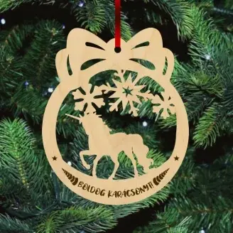 Fa karácsonyfadísz - Unikornis