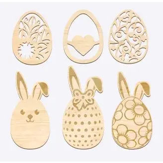 Fa húsvéti dísz - nyuszi tojások (6db-os csomag)