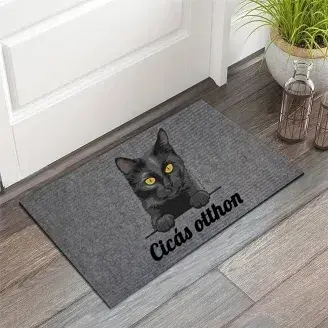 Lábtörlő - Fekete macska otthon beltéri lábtörlő