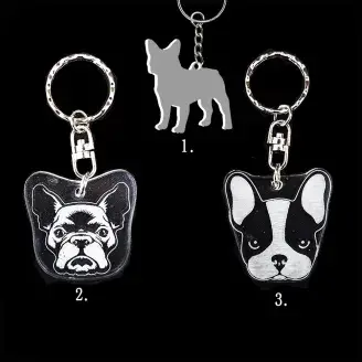Plexi kulcstartó -  Francia Bulldog kutya alak