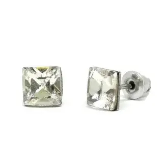 Swanis négyzet bedugós fülbevaló - víztiszta