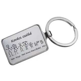 Gravírozott kulcstartó - Család egyedi nevekkel