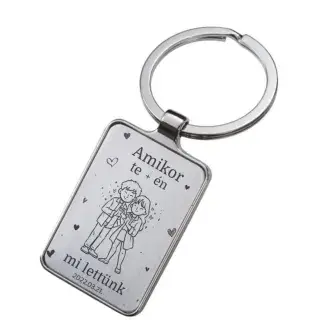 Gravírozott kulcstartó - Amikor Te meg Én