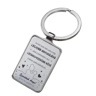 Gravírozott kulcstartó - Szeretünk Anya!
